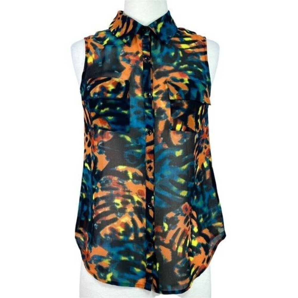 Kensie Button Front Sleeveless Tank Blouse Size Extra Small